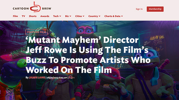 CartoonBrew | ‘Mutant Mayhem’ Director is Using The Film’s Buzz To Promote Artists